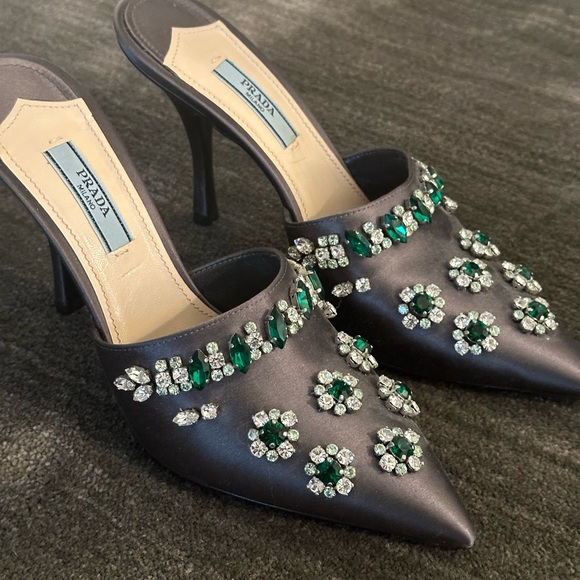 PRADA Crystal-Embellished Mules - Picture 1 of 7